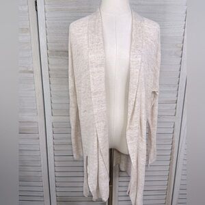 CYNTHIA ROWLEY Linen Open Front Cardigan Oatmeal Heather-M